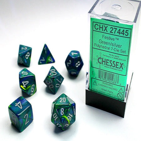 Chessex Acrylic PDS: Festive - Green/Silver